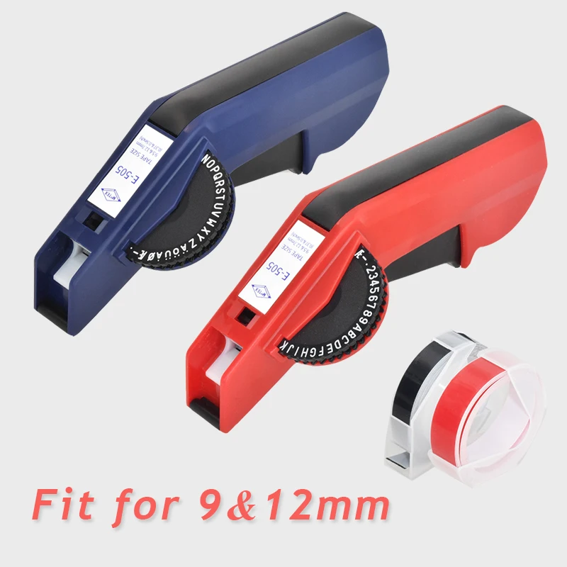 Pôvodný Motex E5500 E-505 Manuálny výrobca štítkov E-5500 Fit pre 9/12 mm Dymo 3D Embossed Tape môže vymeniť 1610 12965 1880