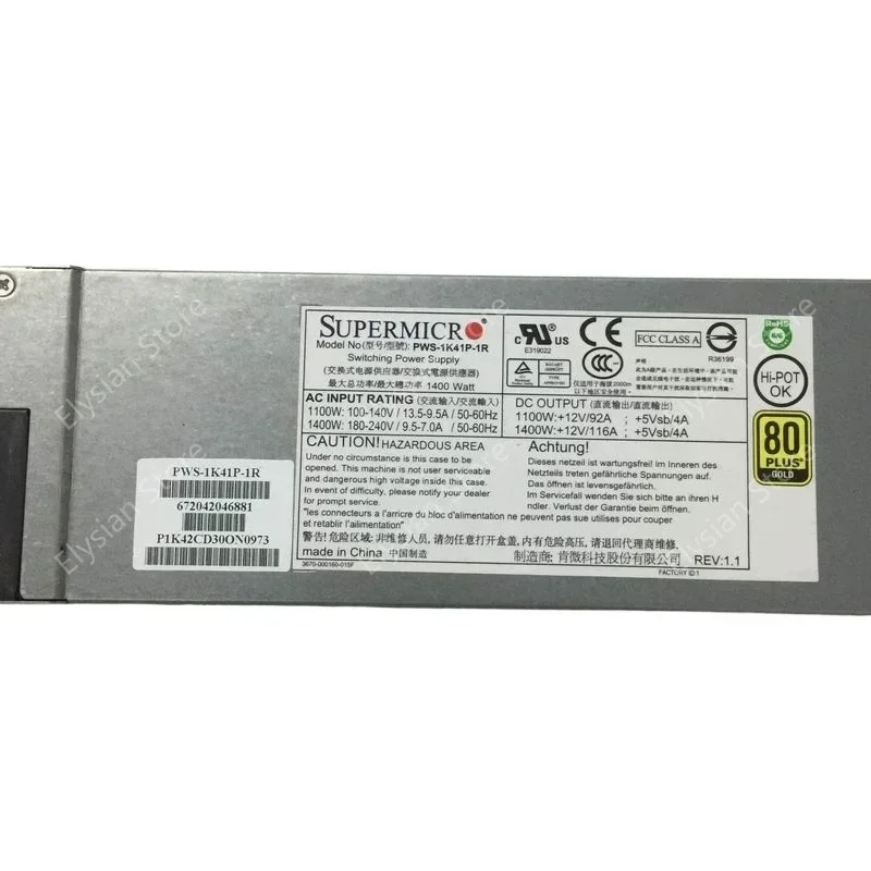Pôvodný napájací modul napájania servera T740 55E PWS-1K41P-1R 1400W