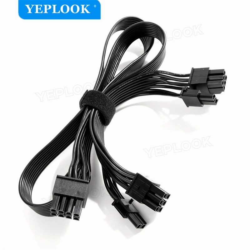 Pôvodný PCIe Dual 8pin (6+2pin) GPU Power kábel pre Corsair, Coors Master, Thermaltake Modular Power, plochý kábel 18awg 60+20 cm