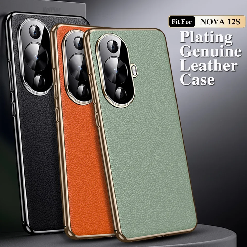 Pôvodný puzdro pre Huawei Nova 12S Luxury PU Leather Hard Shock odolný zadný kryt pre nova12S Platacing šošovky Coque Coque