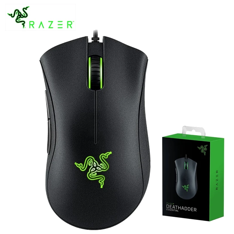 Pôvodný Razer Deathadder Essential Wired Gaming Mychy Myši 6400DPI Optický senzor 5 nezávisle tlačidlá pre hráč prenosného počítača