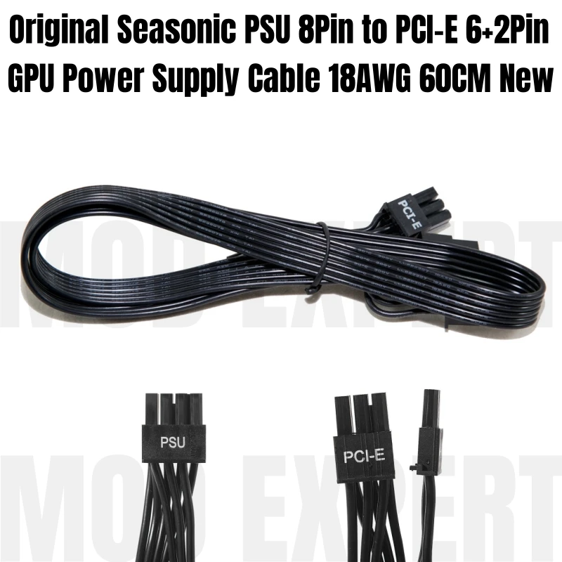 Pôvodný sezónny PSU 8pin až PCIe 8pin 6+2pin kábel napájania GPU pre Prime 1000/850/750/650 Titanium Modulárny PSU 60 cm 18awg