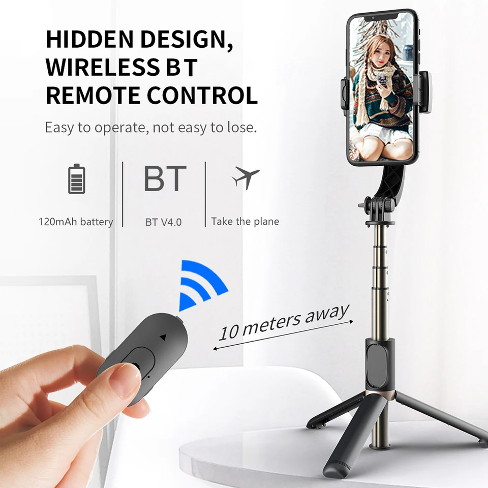 Q08 vreckový gimbal smartphone Bluetooth vreckový stabilizátor Telefón selfie držiteľ Stick nastaviteľný selfie stojan pre iPhone xiaomi