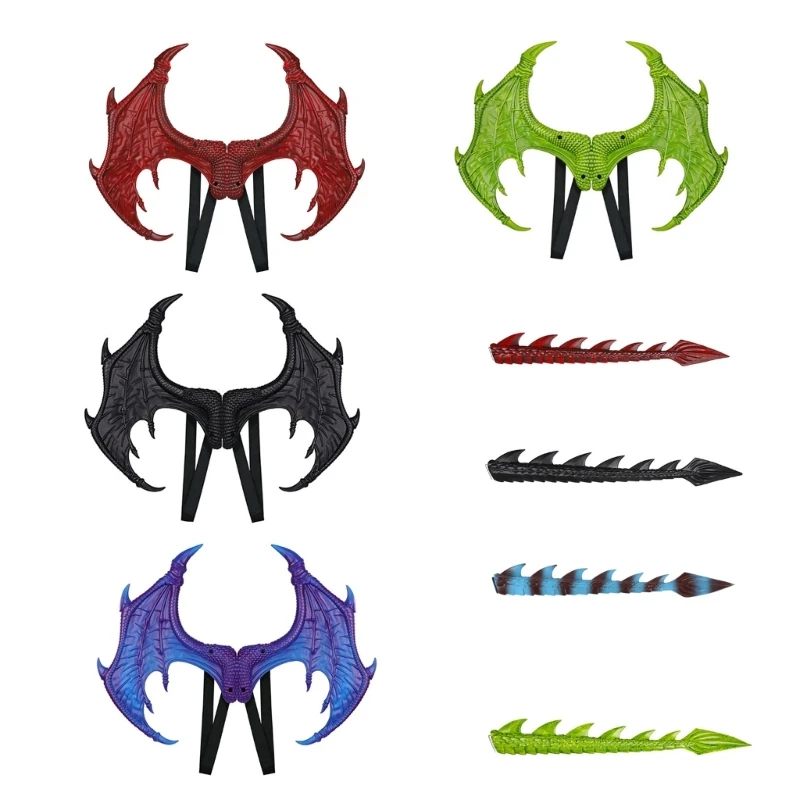 Q0ke Halloween Dragon Wing Dragon Tail Children Dragon Cosplay kostým
