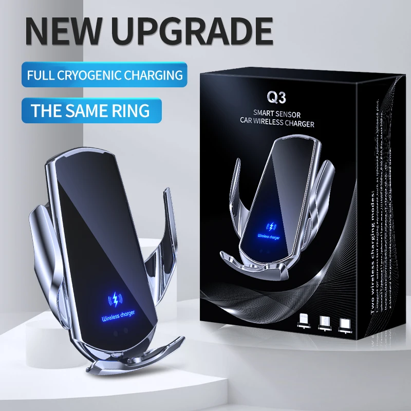 Q3 Intelligent Sensor Car Phone Držiteľ bezdrôtovej nabíjačky 15 W rýchla nabíjačka