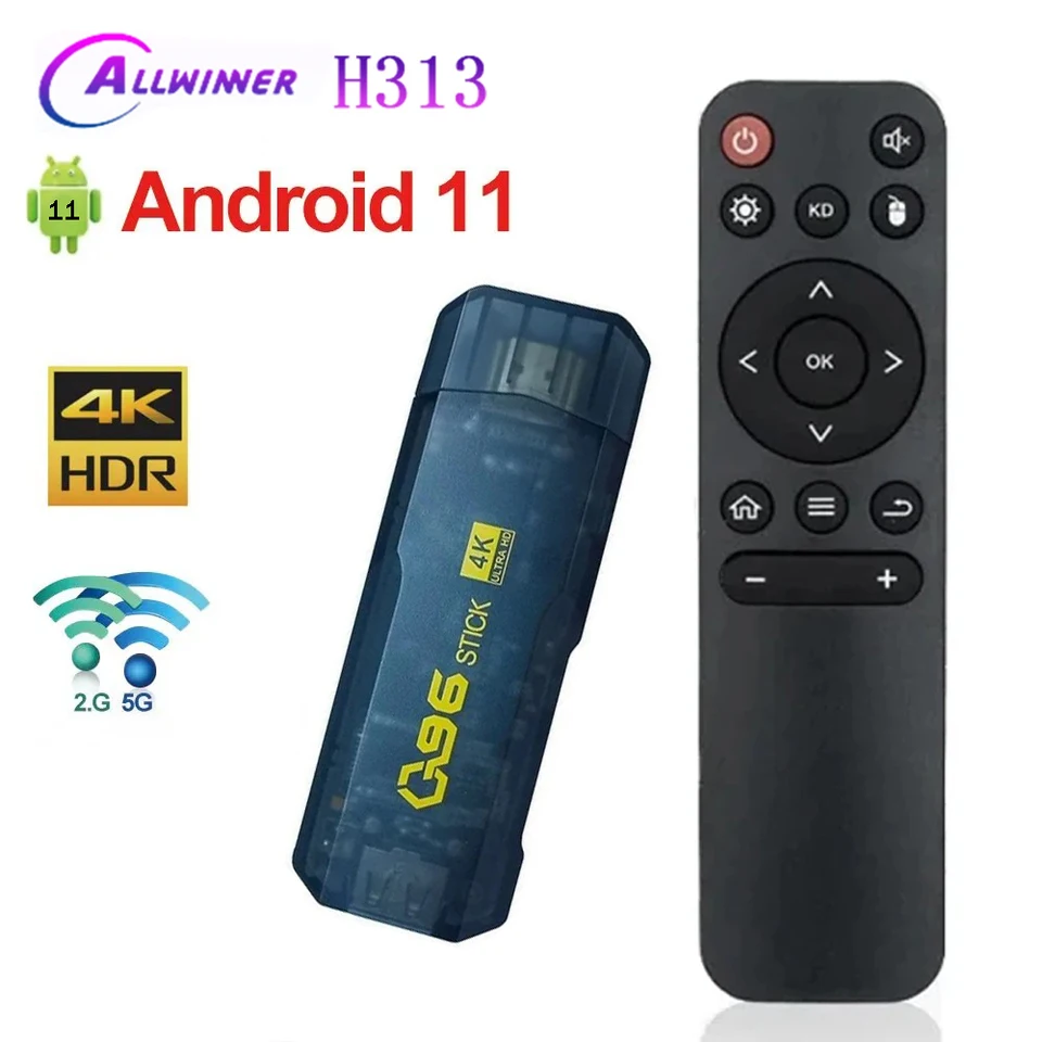 Q96 TV Stick Android 11 Allwinner H313 Quad Core Cortex A53 Podpora 4K HD Video WiFi 4G 5G Smart TV Box Android TV Stick IPTV