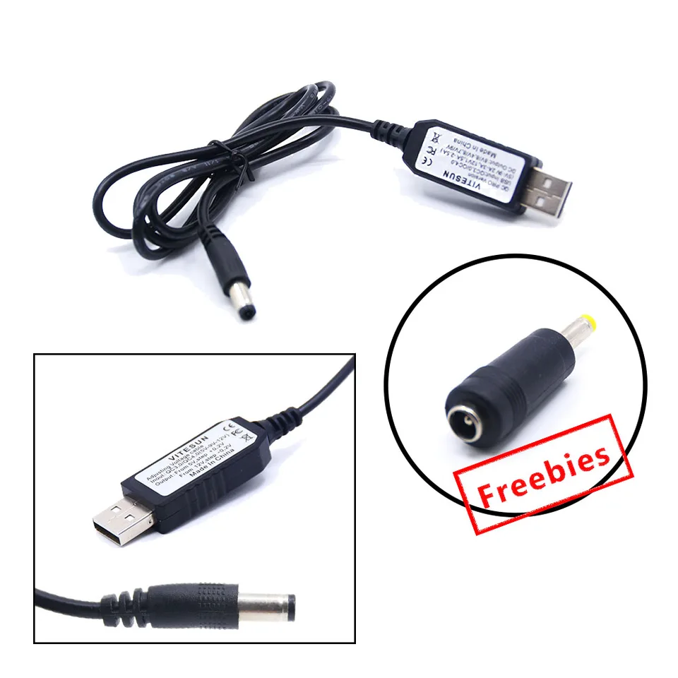 QC 3.0 Nastaviteľné napätie Opešné napätie o 5,5 x 2,5 mm 5V-12V USB Kábelový zosilňovač zosilňovača pre WiFi Router LED pásik 12V Zariadenie