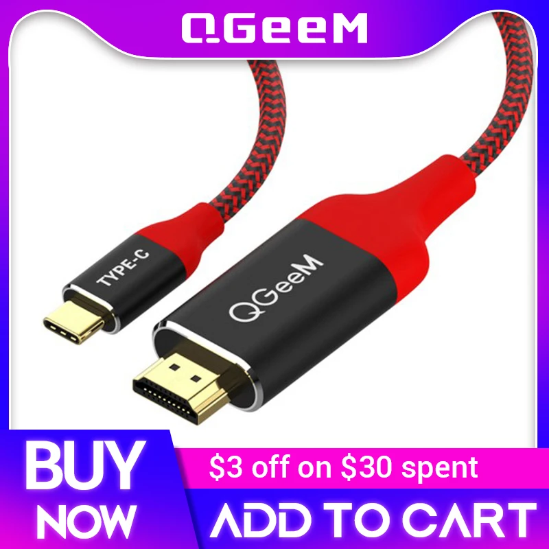 QGeem USB C to HDMI Kompatibilný 4K 60 Hz USB Typ C do HDMI Adapter USB-C HDMI Thunderbolt 3 pre MacBook Huawei Samsung S10