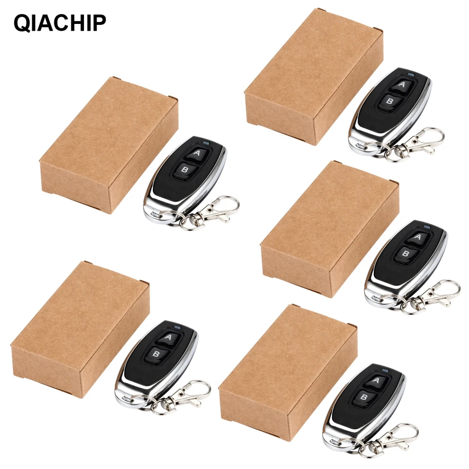 QIACHIP 5PCS 433 MHz 2CH Univerzálne bezdrôtové diaľkové ovládanie 1527 Vysielací kód učenia sa pre ovládač svetla garážových brán garáže