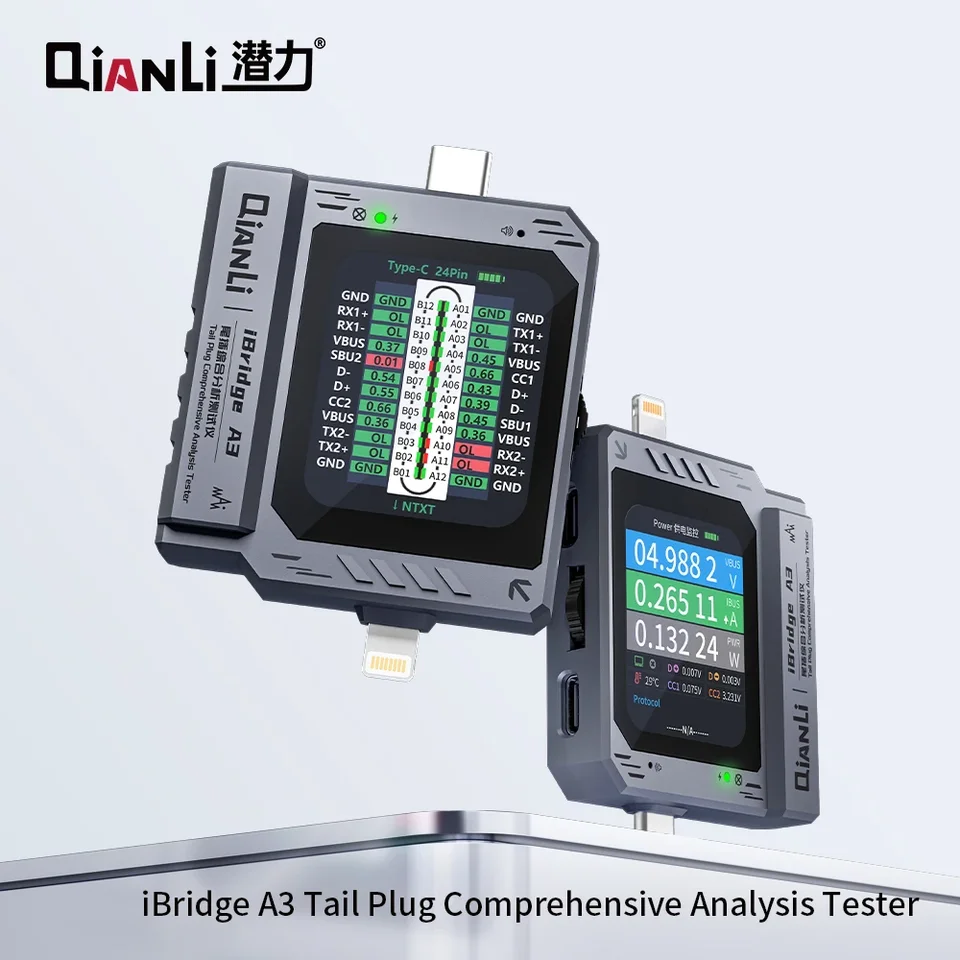 Qianli Ibridge A3 Mobilný telefónový detektor zadnej zástrčky Podporuje zariadenia Blesk a Type-C pre iPhone Huawei Samsung XM