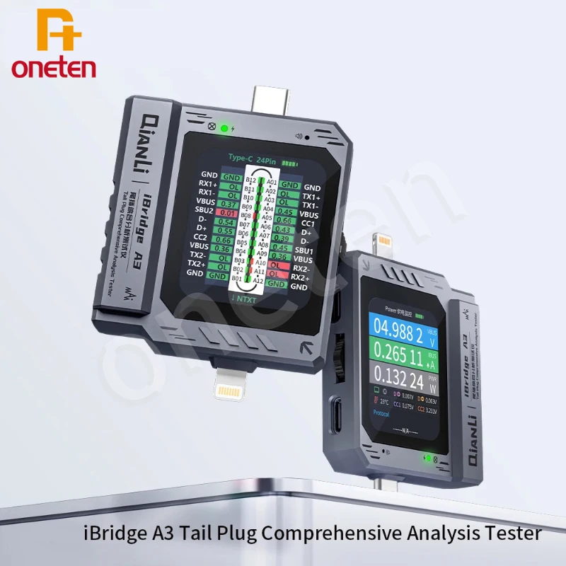 Qianli Ibridge A3 Mobilný telefónový detektor zadnej zástrčky Podporuje zariadenia Blesk a Type-C pre iPhone Huawei Samsung XM