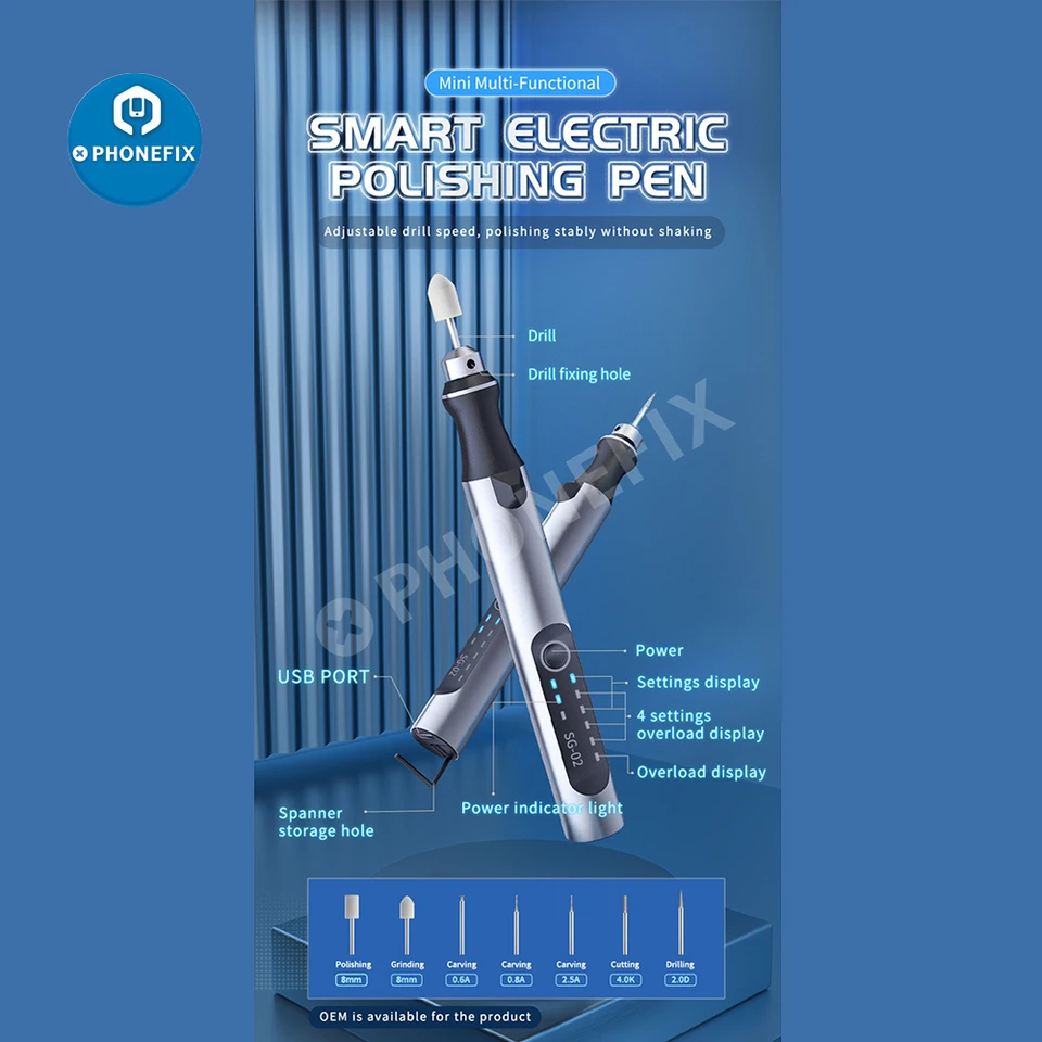 Qianli SG-02 Maant D2 D1 Smart Wireless Mini vŕtačka Elektrické pero pre telefón CPU NAND BRINDING FACE LATTICE LICISIZOVANIE Nástroje