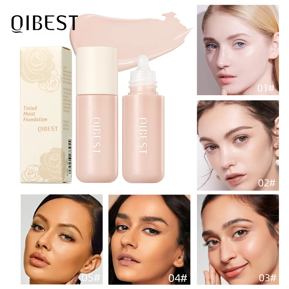 QiBest Liquid Foundation Waterproof Makeup Face Primer Cream Base Concealer Contour High Coverage Požiadavky bezdotátne Lightweight Sveten sa rozjasnite