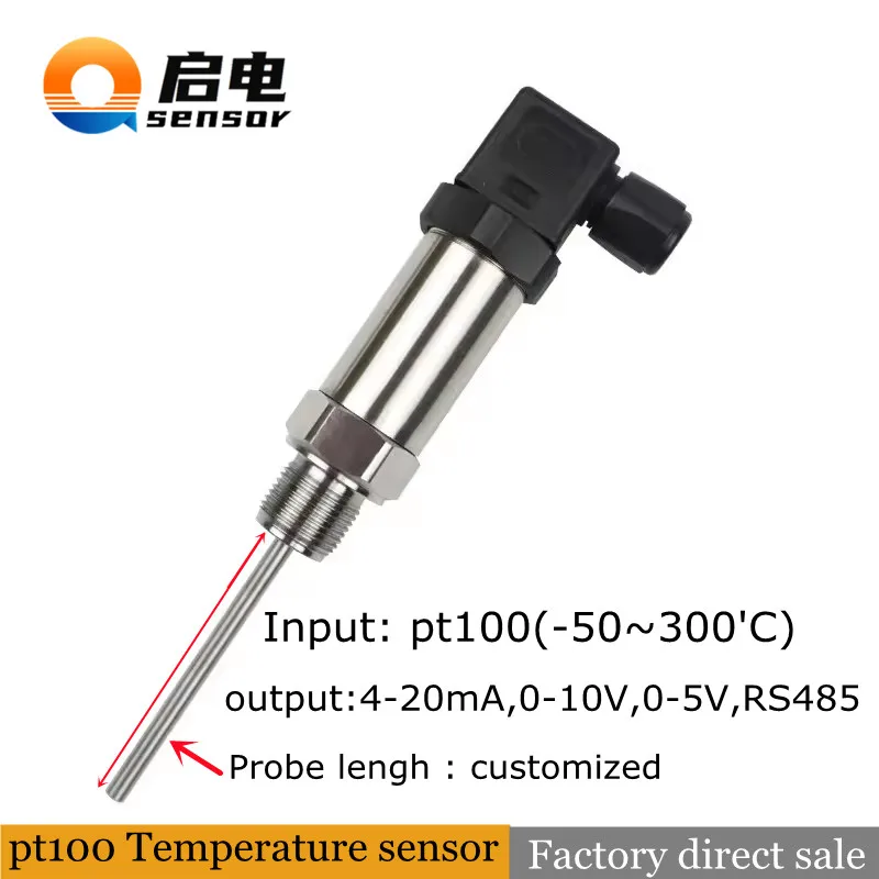 Qidian Factory Sale Plug-in integrovaný RTD PT100 Teplotný vysielač 4-20MA Výstupný tepelný odpor PT100 Senzor