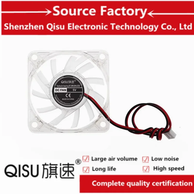 QISU-FAN 6010-6 cm Hydraulické ložisko 12V 5V LED LIMINULE TRAVNDY TRANSPALENTOVÁ KARTA PODPORU USB COLLING VENTILÁR