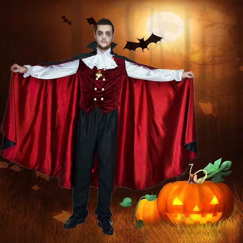 QLQ Men Luxusný gotický upír kostým Cosplay Cosplay dospelých Halloween Party rola hra strašidelné upíre purimy puty