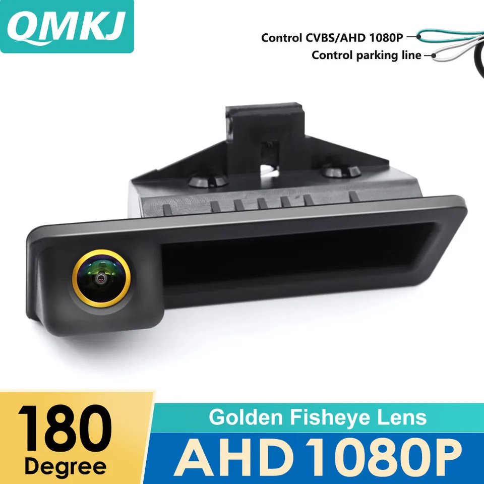 Qmkj ahd 1080p Zlatý šošovkový automobil Zadný výhľad kamery pre BMW E60 E39 E90 E82 E61 X1 E84 X5 E70 E92 E91 3/5 Series E88 E93 X6 CAR HD