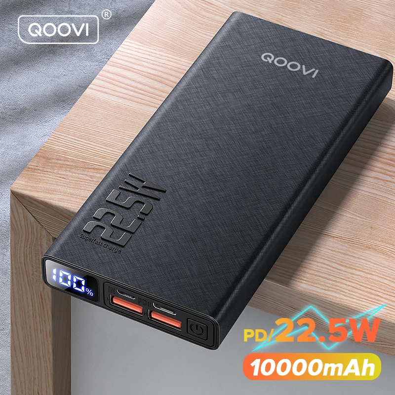 Qoovi Power Bank 10000MAH PD 20W Rýchle nabíjanie Powerbank Externá batériová nabíjačka pre iPhone 13 Pro Xiaomi Huawei P40 P40 P40