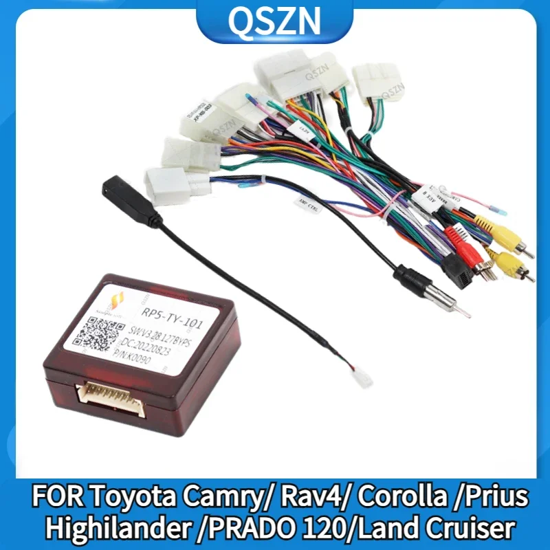 QSZN Car Radio Canbus Box RP5-Ty-101 pre Toyota Camry Rav4 Corolla Prius Highlander Prado 120 káblový postroj Power kábel
