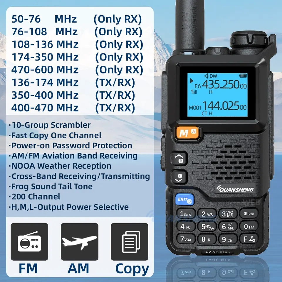 Quansheng UV 5R Plus Walkie Talkie Prenosný AM FM Two Way Radio Commutator VHF Station K5 prijímač Ham