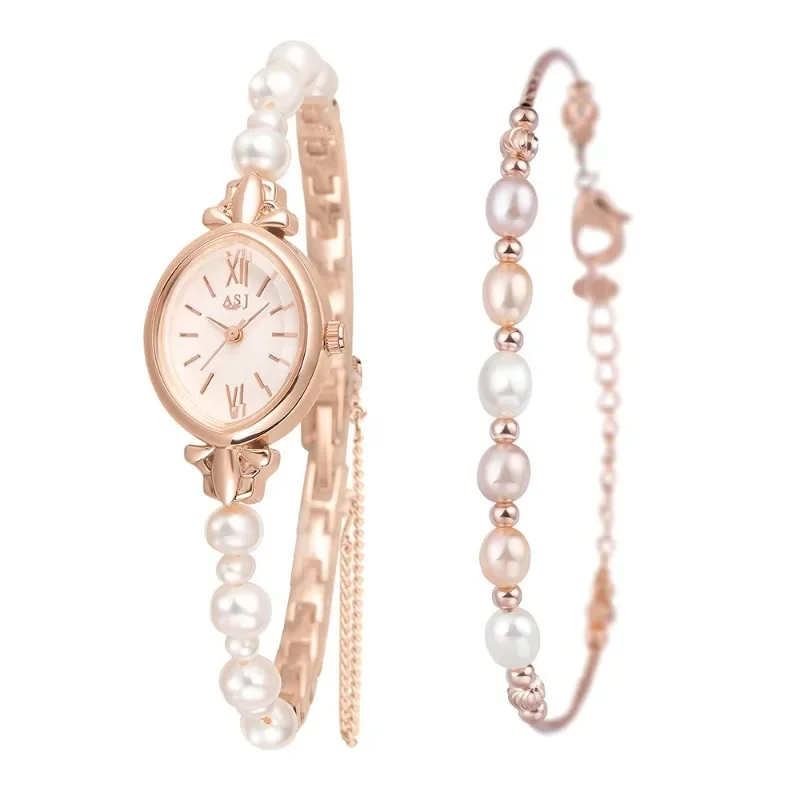 Quartz Watch s sladkovodnými perlami pre ženy, zápästie, sladké a elegantné, prírodné, darček pre ňu, neformálny ukazovateľ