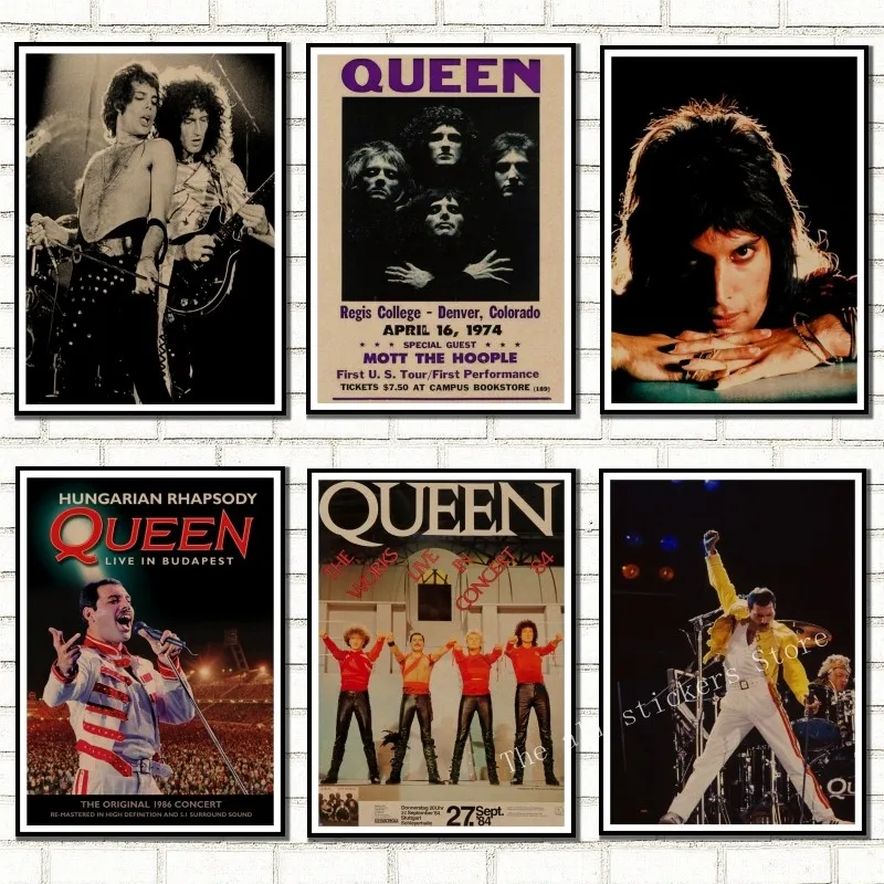 Queen Band Music Kraft Paper Plagát Vintage Vysoko kvalitná tlačová kresba jadro dekoratívna maľba nástenná nálepka/910