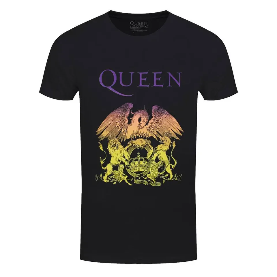 Queen T-Shirt Gradient Classic Crest Rock Band Black Nové tričká pre Tees Tops Unisex Summer Ruckve