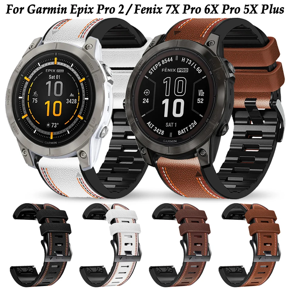 QuickFit 22MM 26 mm Syntetické kožené hodinky kompatibilné s Garmin Fenix ​​8 7 6 6x 7x Pro Solar 5x Plus Epix Wrist remienok
