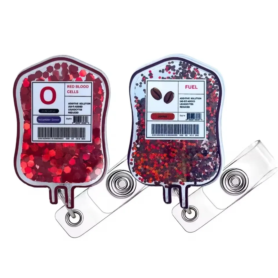 Quicksand Glitter Flother Držiteľ odznaku Doctor Doctor Nurse Accessories ID Držiteľ akrylového držiaka držiaka pracovná karta Odznak navijak