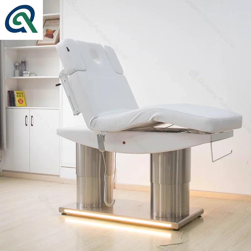 Qunpeng Modern Beauty Spa Bed Elektrické riasy lôžko 4 Motory z nehrdzavejúcej ocele Kozmetické ošetrenie rias Masážny stôl