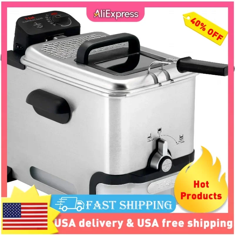 QWT-FAL 3,5L z nehrdzavejúcej ocele hlboký FRYER s košom, 1700 W, Filtrácia oleja, regulácia teploty, digitálny časovač, bezpečné diely pre umývačku riadu