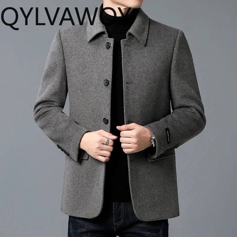 Qylvawoy 68% vlnený kabát Zimné bundy High-end pánske bunda Obchodné nátery pre mužské oblečenie 2025 Chaquetas Hombre