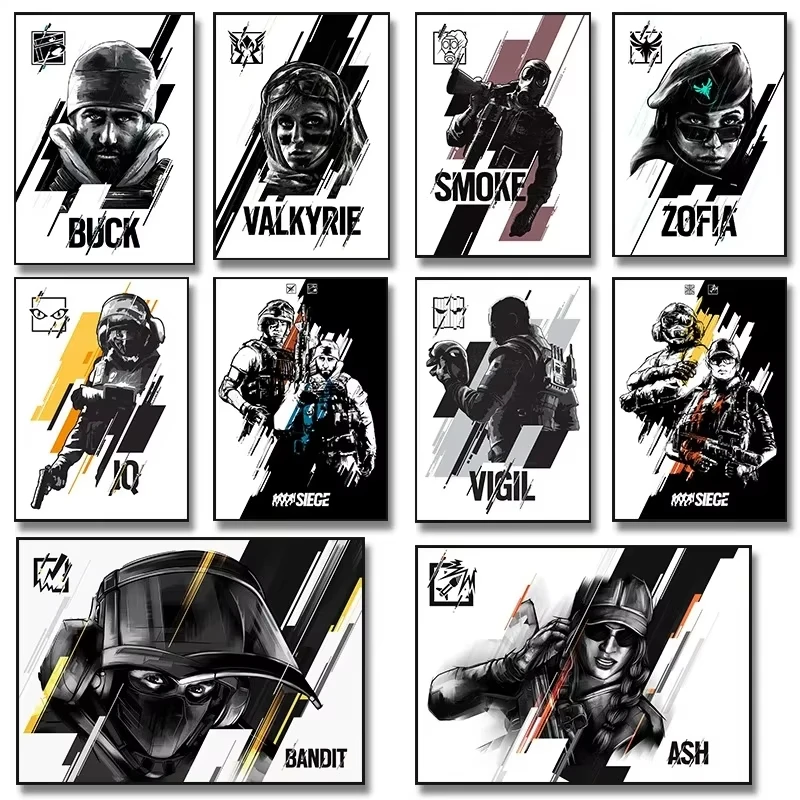 R-Rainbow S-SIX S-Siege Video Game Plagáty a výtlačky plátno maľba moderné nástenné umenie Obrázok pre obývaciu izbu Darčekové darčeky