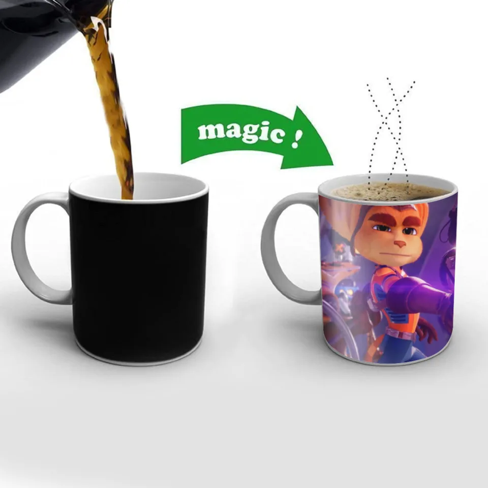 R-Ratchet a Clank Game Classic Vintage Nové kreatívne farby Zmena hrnčeka keramická káva mlieko čaj Darčeky