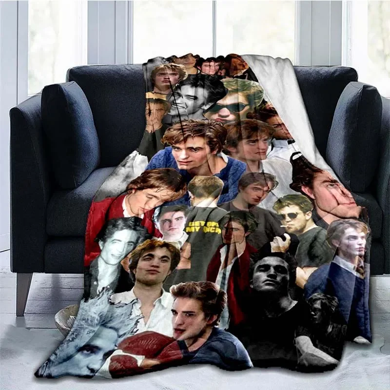 R-Robert Pattinson Vytlačená prikrývka hviezda Art flanel prikrývka Mäkká teplá prikrývka pre obývaciu izbu pohovky Pohovka cestovné prikrývky pre postele