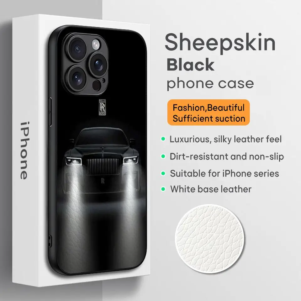 R-rolls r-royces cool dizajnérsky telefón pre iPhone 16 15 14 13 12 11 11 plus Pro Max Limited Edition Black Hard Case Sheepkin