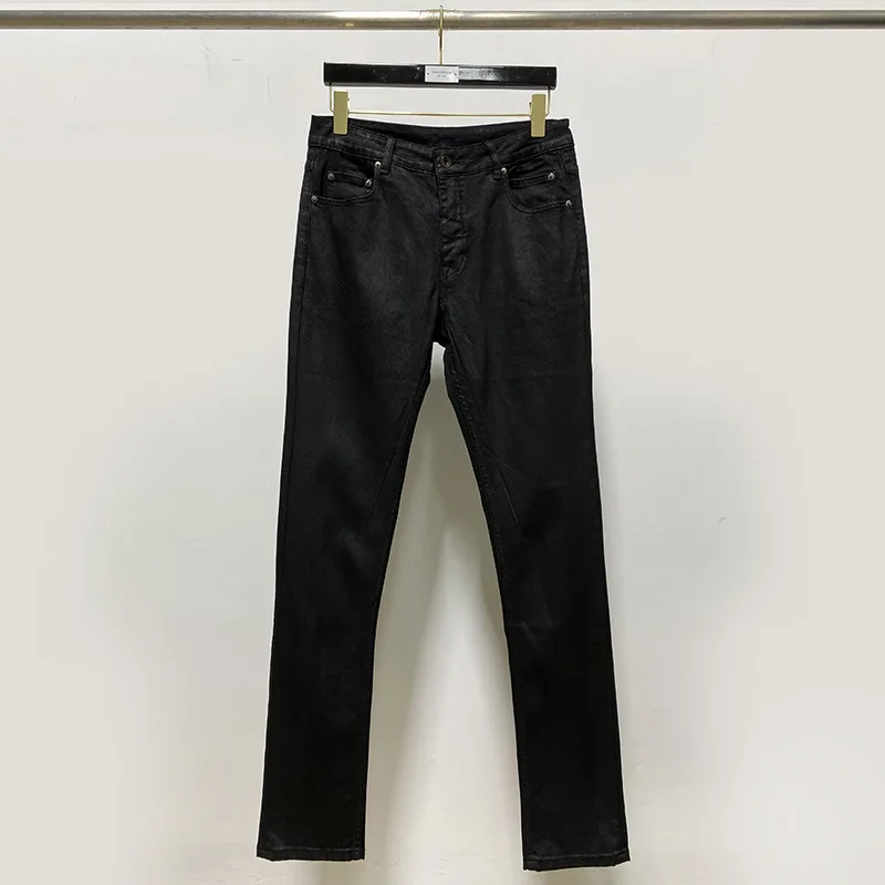 R0 voskové džínsy muži džínsy R0 Klasické čierne džínsy pre mužov Trend Trend Split Bottomwear Pants Pánske nohavice Traf Traf