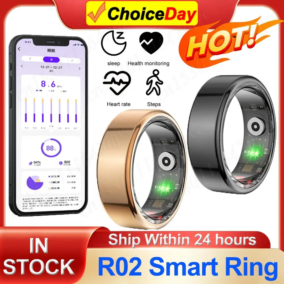 R02 Smart Ring Sleeping Monitor Bluetooth5.0 Blood Oxygen Tracker Fitness Tracker Ring Ring IP68 a 5ATM Vodotesné režimy viacerých športov