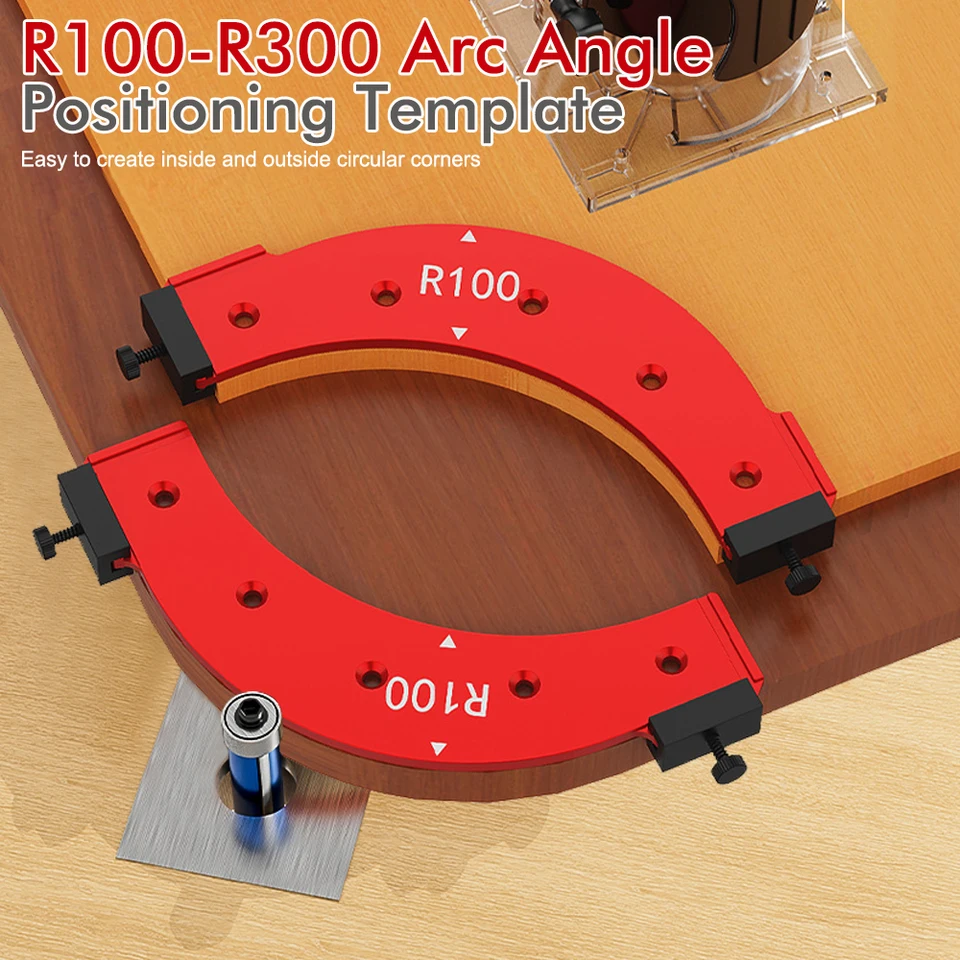 R100-R300 RADIUS JIG WOODWORKING ROUTER Šablóny oblúka polohovanie oblúka polomer polomer polomer polomeru opätovne použiteľného polohovacieho náradia