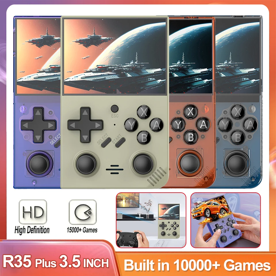 R35 Plus retro vreckovú videohru konzolu 3,5 palca IPS obrazovky 10000+ Game 64 GB 128 GB R36S Videohry prenosné konzoly Boy Gift