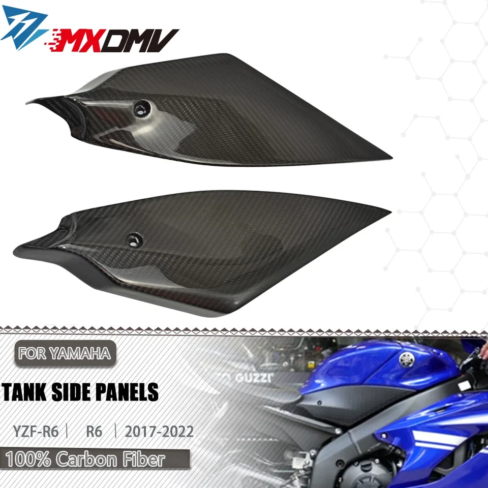 R6 100% bočné panely palivovej nádrže na uhlíkových vláknach pre dosky Yamaha YZF-R6 YZFR6 20172018 2019 2020 2021 2022