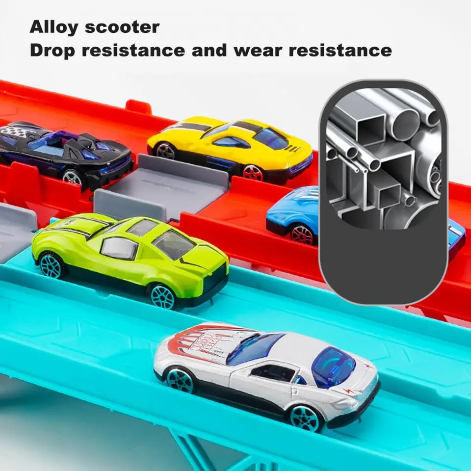 Race Track Launcher Toy Triction Triction Triked Mega Truck Toy s skladacou stopou 16 pre chlapcov pre batoľatá na narodeniny