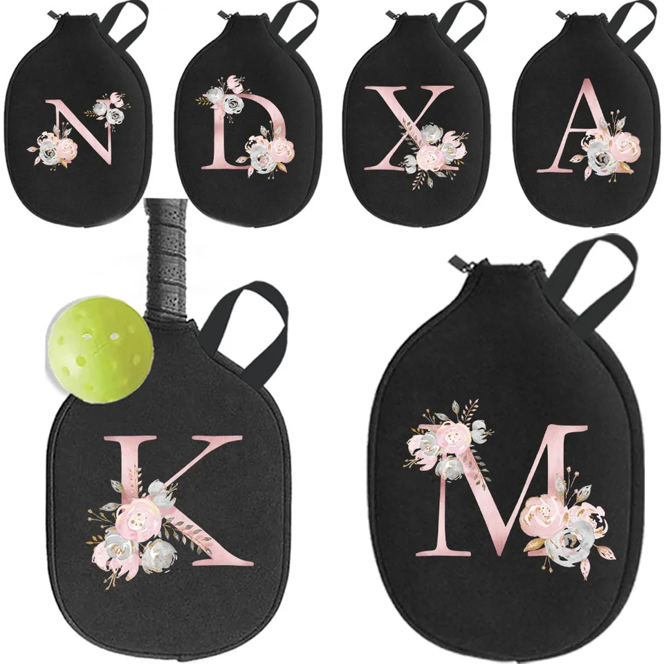 RACKETOVÉ REZEMIVE TOTICKÉ BAG Pick Ball Lopta zipsom Racket Storage Tašky so sieťou organizátor kabelky vrecko ružové kvetinové tlačené série