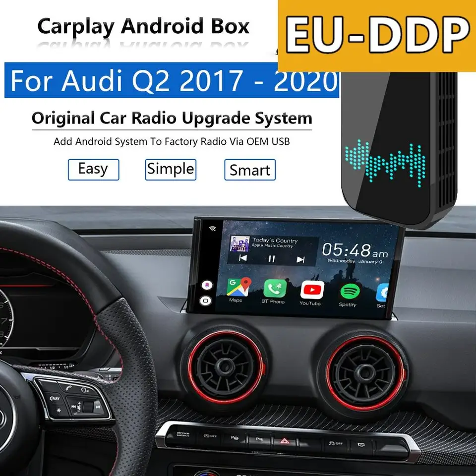 Radio CarPlay Upgrade Android Auto Audio pre Audi Q2 2017 - 2021 USB Apple Wireless AI Box Car Multimedia Player Link Mirror