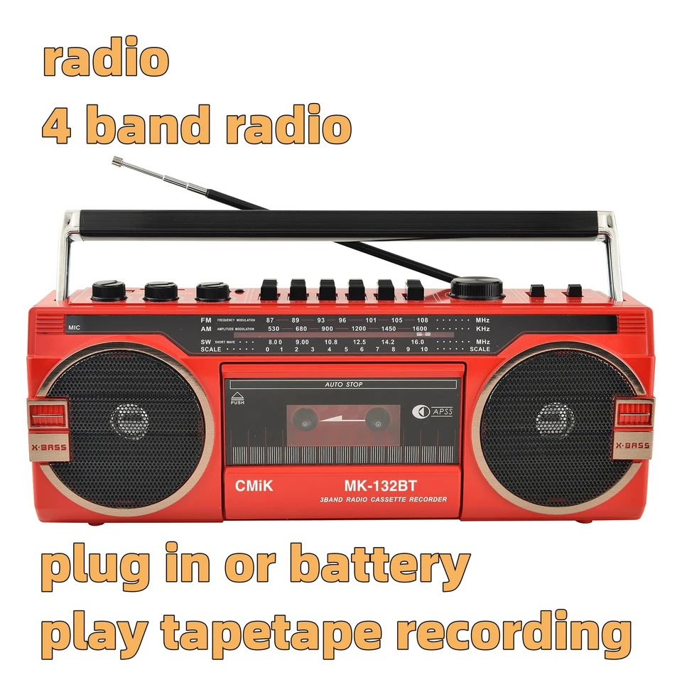 Radio pre prenosné rádio v starom štýle prenosné rádio 5.0 Bluetooth Player USB TF Playback Cassette MP3 Multifunkčný prehrávač