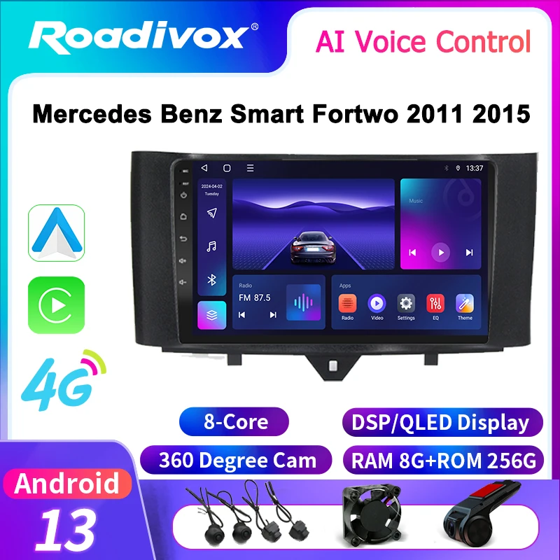Radio Roadix Android Car pre Mercedes Benz Smart Fortwo 2015 2015 GPS navigácia multimediálny hráč obrazovky Screen Tape Record Record