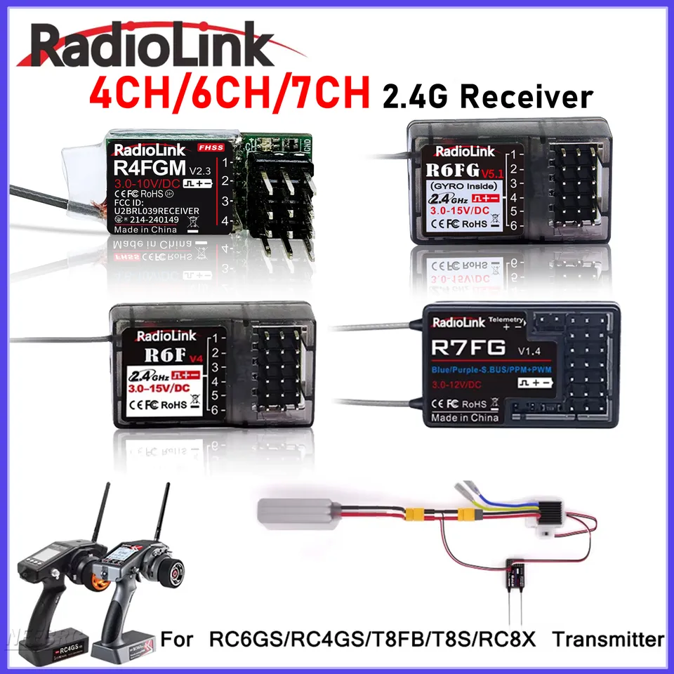 RADIOLINK 4CH 6CH 7CH 2,4G GYRO prijímač R4FGM R6F R6FG R7FG pre diaľkový ovládač vysielača RC CAR LOAD MODEL