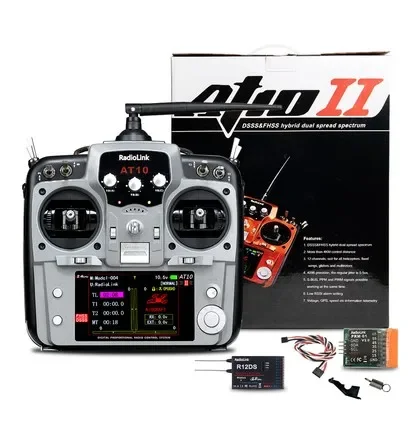 Radiolink AT10 II 12ch RC vysielač a prijímač R12DS 2,4G DSSS a FHSS Radio DISKOLE RADER pre RC DRON/ FIGHT WING FPV