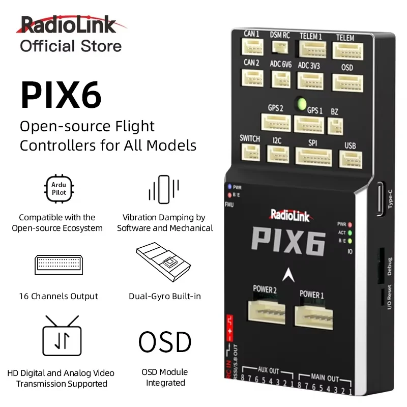 Radiolink Pix6 Open-zdrojový letový ovládač APM FC s GPS M10N SE100 pre RC Drone QuadCopter/2-8 AXIS Multirotor