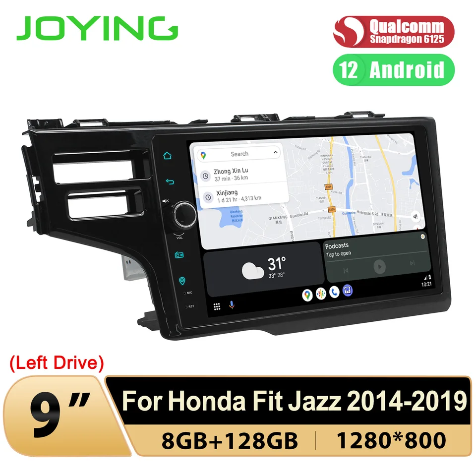 Radosť z inovácie 9-palcové auto rádio Stereo Head Unit Multimedia Player pre Honda Fit Jazz 2014-2019 s CarPlay Android Auto